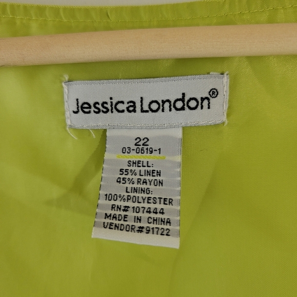 Jessica London Dress + Blouse Twinnie Set 22 Green Hawaiian Tropical Linen Blend - Picture 12 of 13